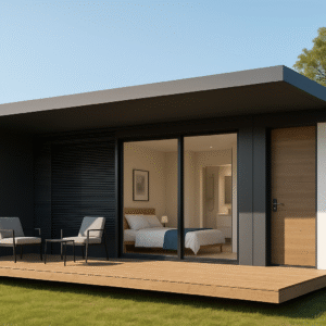 1 Bedroom Prefabricated House Black and white